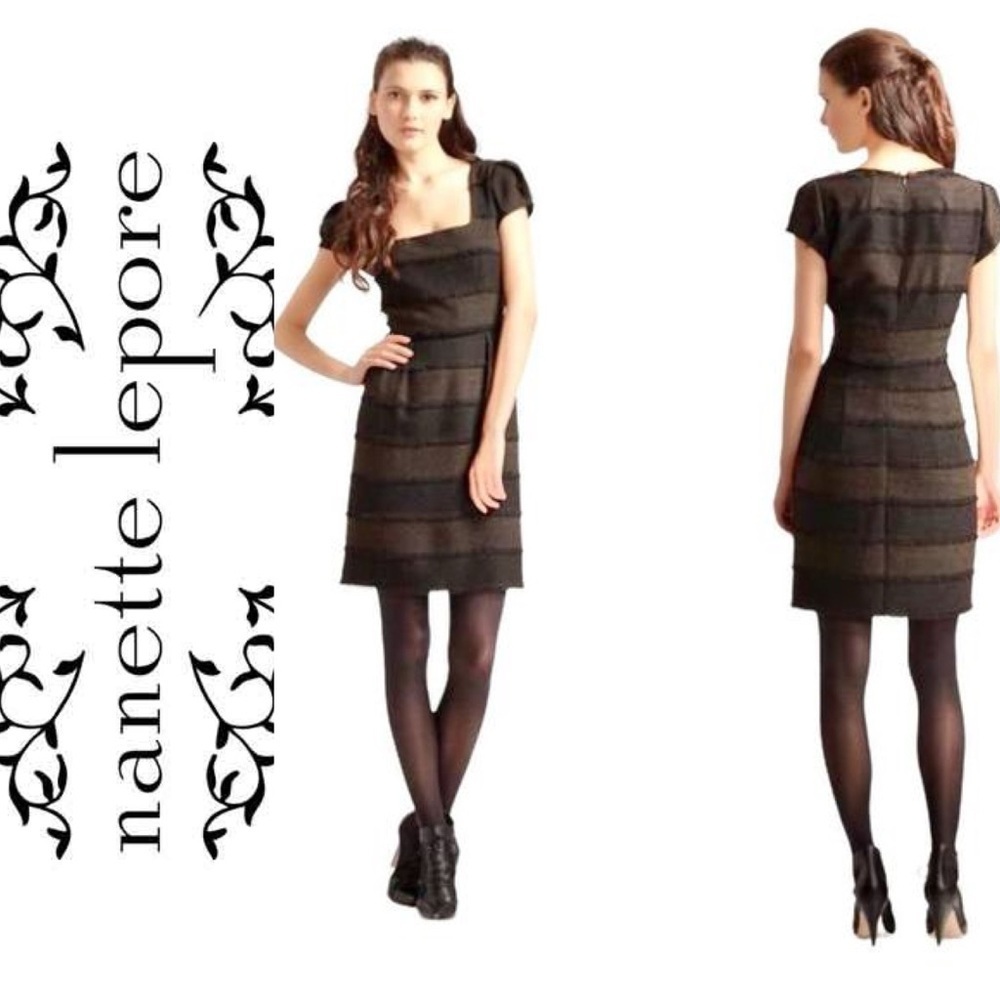 Nanette Lepore Catch Me Fringed dress black cocktail dress size 10